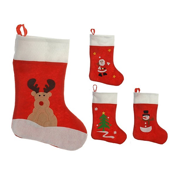 Κάλτσα Χριστουγεννιάτικη κόκιννη-άσπρη 48cm 004373 Holly Jolly