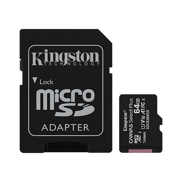 KINGSTON Κάρτα Μνήμης Micro SDXC 64GB Canvas Select Plus Class 10 U1 V10  + adapter