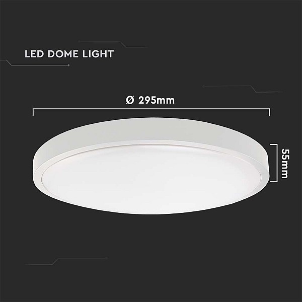 LED πλαφονιέρα 24W στρογγυλή φυσικό λευκό 4000K IP44 Λευκό 100lm/W 7619 V-TAC