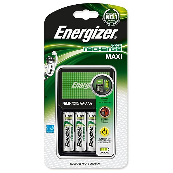 Energizer Φορτιστής μπαταριών ACCU Maxi Recharge base για AA με 4 ΑΑ  μπαταρίες R6 2000mAh και LED ένδειξη φόρτισης