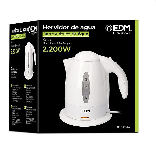 Ηλεκτρικός Βραστήρας Νερού 1lt 2200W Λευκό 07655 EDM Spain