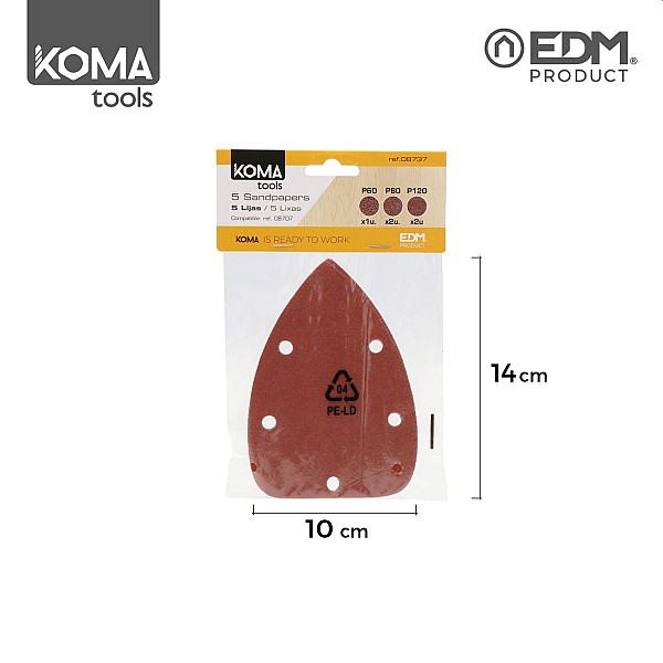 Φύλλα λείανσης δέλτα για πολυτριβείο KOMA tools 08707 5 τμχ EDM Spain 08737