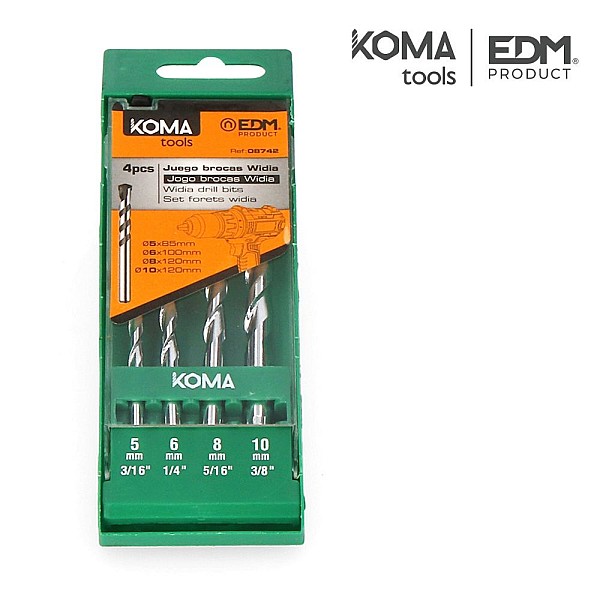 Σετ τρυπανιών μπετού 4 τεμαχίων KOMA tools 08742 EDM Spain