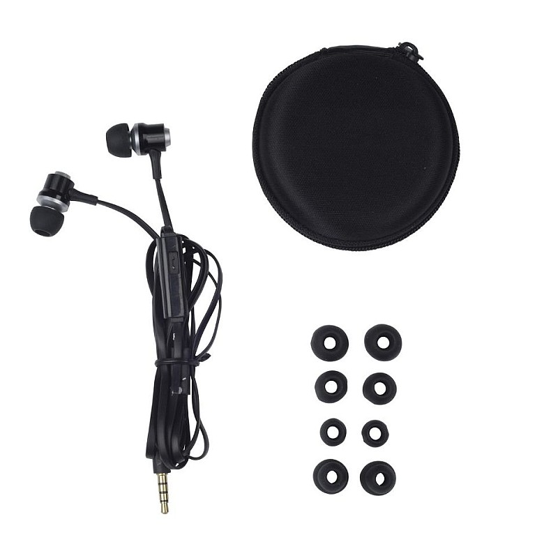 GRUNDIG 86351 Ακουστικά Handsfree σειρά Metal Pro με μικρόφωνο και πλακέ καλώδιο μαύρο χρώμα