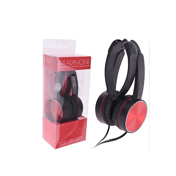 Ενσύρματα αναδιπλούμενα ακουστικά κεφαλής headphone με καλώδιο μαύρο- κόκκινο χρώμα 109100090 ΟΕΜ
