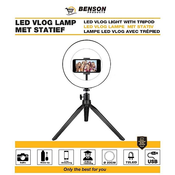 Selfie ring light USB με τρίποδο 9cm 012921 BENSON