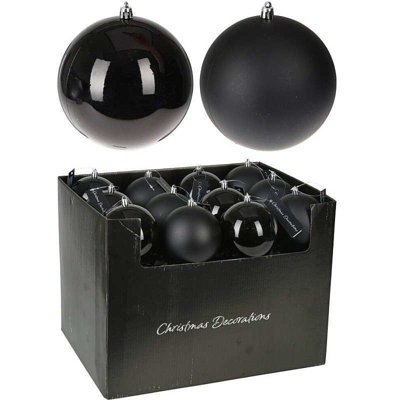 Χριστουγεννιάτικο Στολίδι Μπάλα από Πλαστικό Μαύρη ματ 10cm ACS 203040