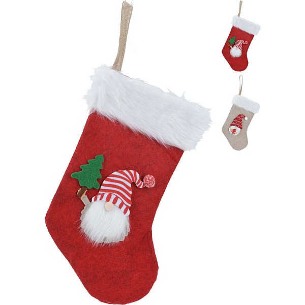 Κάλτσα Χριστουγεννιάτικη με φιγούρα Άγιου Βασίλη 27cm σε διάφορα χρώματα DH 8061700