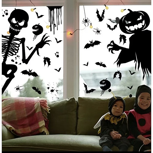 Αποκριάτικο Σετ Αυτοκόλλητα για το τζάμι-Halloween μαύρο χρώμα σε 5 σχέδια OEM