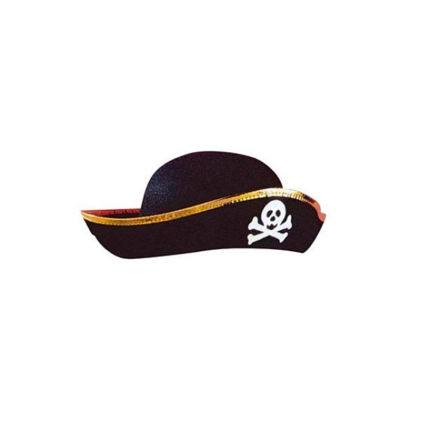 Αποκριάτικο-Halloween Καπέλο Πειρατή Παιδικό Τσόχα με χρυσό φινίρισμα 17 εκ. OEM