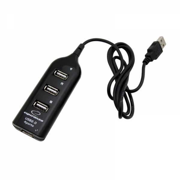 Esperanza EA116 USB 2.0 Hub 4 Θυρών με σύνδεση USB-A Μαύρο