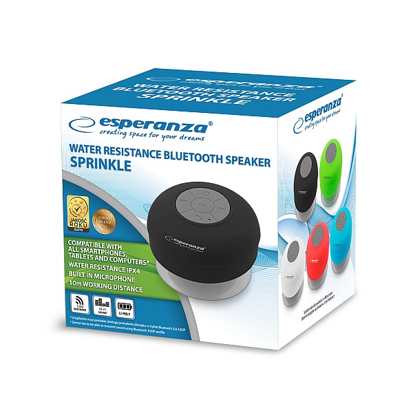 Φορητό Ηχείο Bluetooth 3W Μαύρο με βεντούζα Sprinkle EP124K Esperanza