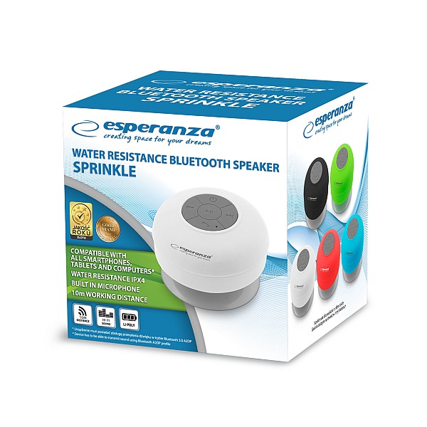 Φορητό Ηχείο Bluetooth 3W λευκό με βεντούζα Sprinkle EP124W Esperanza