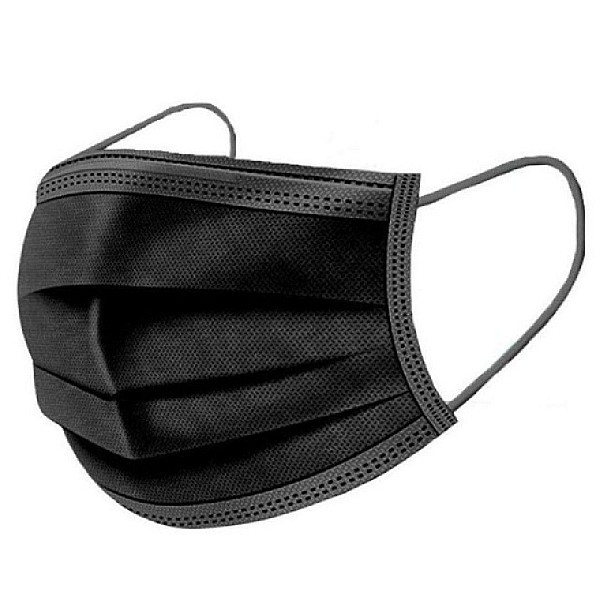 Μάσκα Προσώπου μαύρη Disposable Face Mask 3 στρωμάτων 50 τεμάχια MASK-3PLY-BL OEM