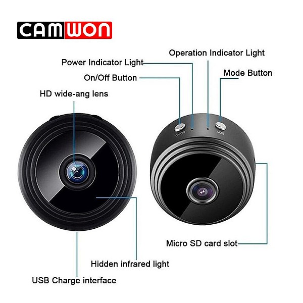 CAMWON WIP-G200J Κρυφή Κάμερα WiFi IP  HD 2.0Mp WiFi μαύρη με ήχο
