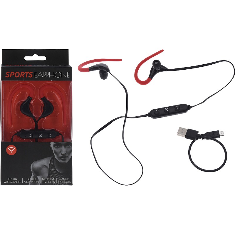 Sports Headset Bluetooth V5.0 Ασύρματα στερεοφωνικά ακουστικά κόκκινο-μαύρο S48000090 OEM