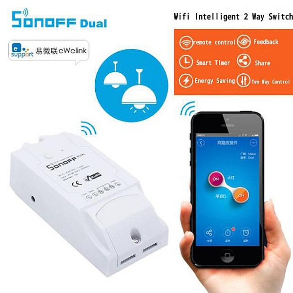 SONOFF® Dual 2-Channel WiFi Wireless Remote Control Switch