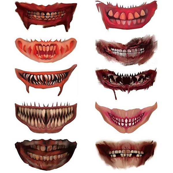 Αποκριάτικό Αξεσουάρ-Halloween Mouth Tatoos σε διάφορα σχέδια OEM