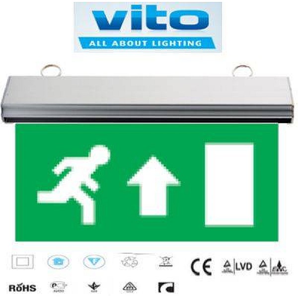 Φωτιστικό ασφαλείας κρεμαστό με 10 LED 1,2V/0.6Ah EXIT-SIGN UP VITOLIGHT
