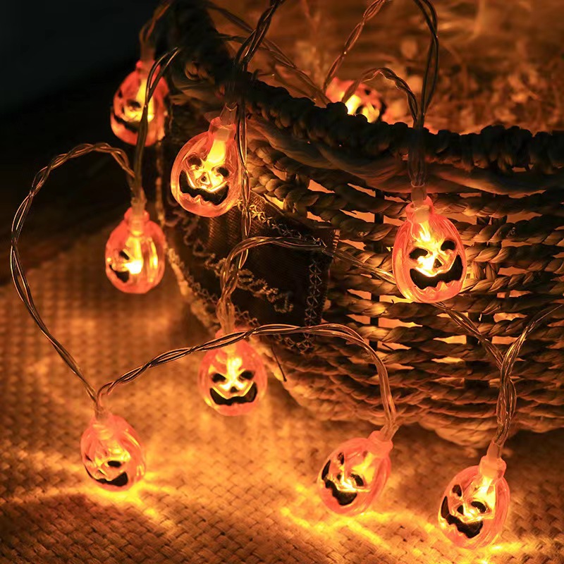 Διακοσμητικό Φωτιστικό Γιρλάντα LED Halloween Glass Pumpkin σε πορτοκαλί Χρώμα OEM