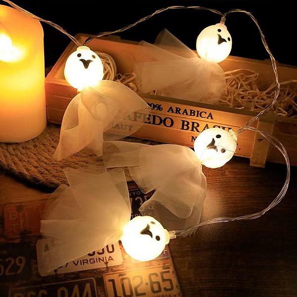 Διακοσμητικό Φωτιστικό Γιρλάντα LED Halloween Ghost 3m σε Λευκό Χρώμα OEM