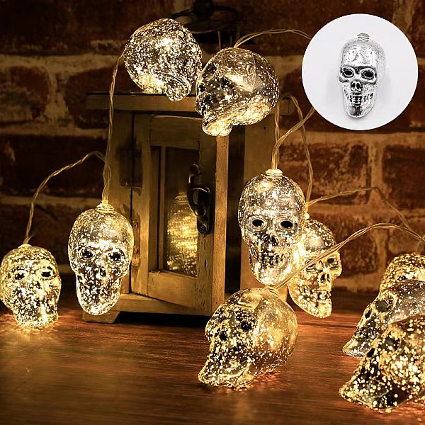 Διακοσμητικό Φωτιστικό Γιρλάντα LED Halloween skulls 4.5m σε Ασημί Χρώμα OEM