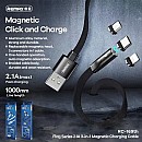 Remax RC-169th Magnetic USB to micro USB / Type-C / Lightning Καλώδιο 2.1A Λευκό 1m