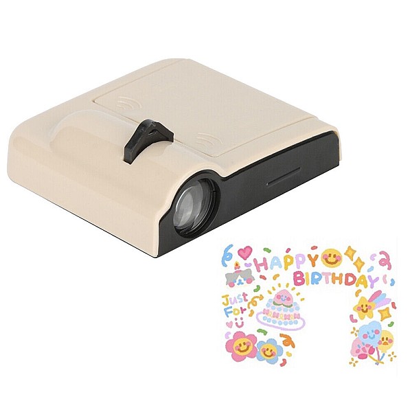 Παιδικός Mini προβολέας-Projector με slide happy birthday 4989 Κρεμ OEM