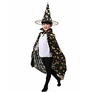 Αποκριάτικη Στολή Μάγος-Μάγισσα με φιγούρες Halloween μαύρο χρυσό OEM