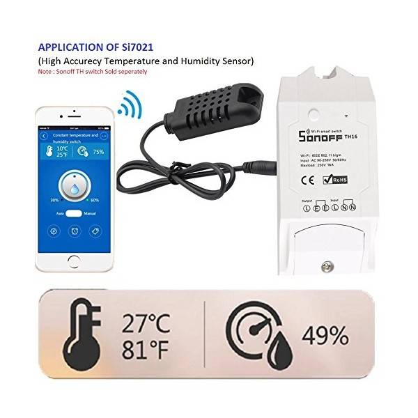 SONOFF® Si7021 Wi-Fi Wireless Temperature and Humidity Sensor