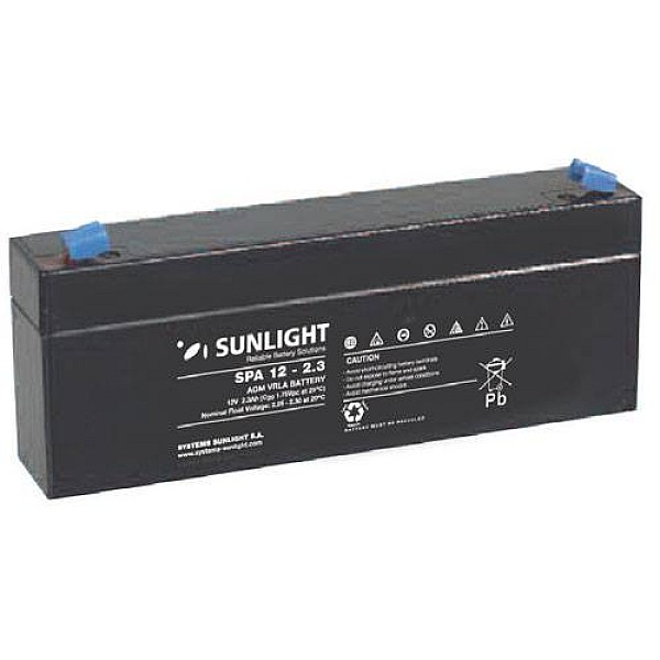 SUNLIGHT SPA12-2.3 Επαναφορτιζόμενη μπαταρία μολύβδου κλειστού τύπου 12V 2,3Ah