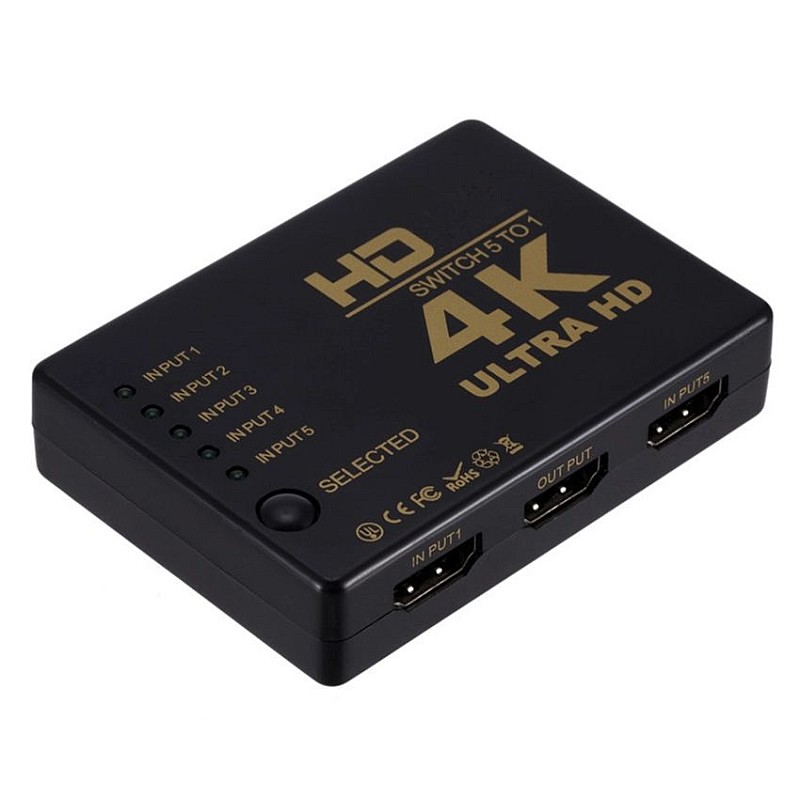 HDMI 1.4b Switch 5 εισόδων και 1 εξόδου  4K με τηλεχειριστήριο PTH-052 Powertech