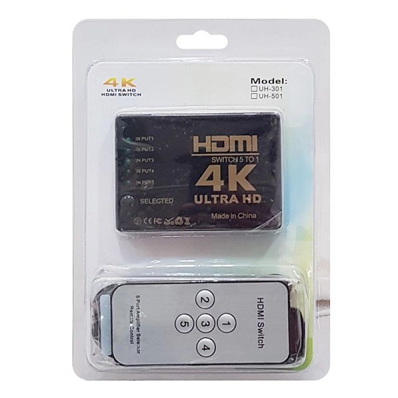 HDMI 1.4b Switch 5 εισόδων και 1 εξόδου  4K με τηλεχειριστήριο PTH-052 Powertech