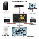 HDMI 1.4b Switch 5 εισόδων και 1 εξόδου  4K με τηλεχειριστήριο PTH-052 Powertech