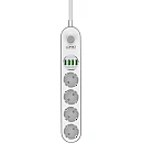 Ldnio Πολύπριζο Ασφαλείας 4 Θέσεων με Διακόπτη, 4 USB και Καλώδιο 2m Λευκό SE4432 Ldnio Πολύπριζο Ασφαλείας 4 Θέσεων με Διακόπτη, 4 USB και Καλώδιο 2m Λευκό SE4432
