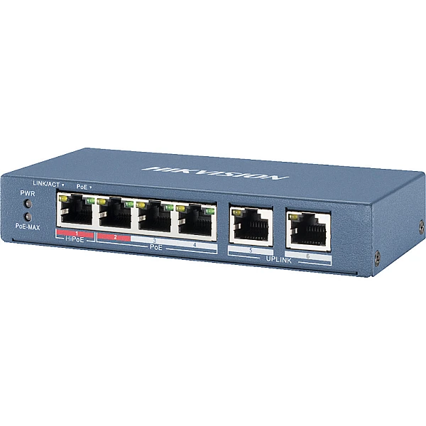 Hikvision DS-3E0106HP-E Unmanaged PoE+ Switch με 6 Θύρες Ethernet