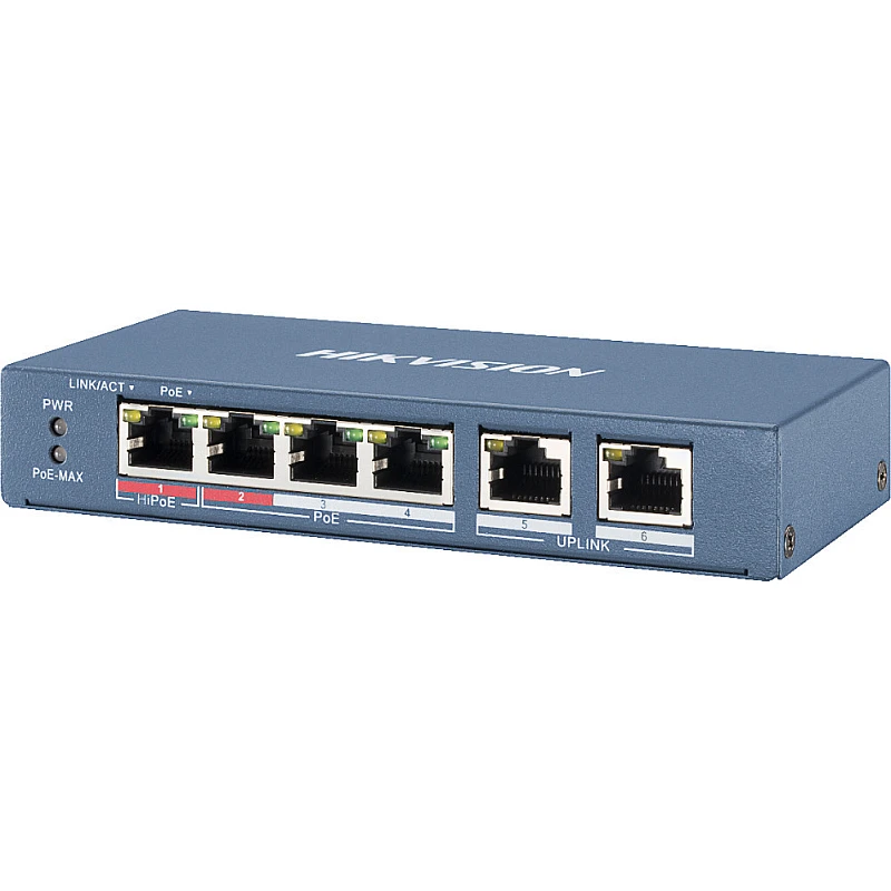 Hikvision DS-3E0106HP-E Unmanaged PoE+ Switch με 6 Θύρες Ethernet