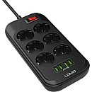 Ldnio Πολύπριζο Ασφαλείας 6 Θέσεων με Διακόπτη, 4 USB και Καλώδιο 2m Μαύρο SE6403 Ldnio Πολύπριζο Ασφαλείας 6 Θέσεων με Διακόπτη, 4 USB και Καλώδιο 2m Μαύρο SE6403