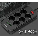 Ldnio Πολύπριζο Ασφαλείας 6 Θέσεων με Διακόπτη, 4 USB και Καλώδιο 2m Μαύρο SE6403 Ldnio Πολύπριζο Ασφαλείας 6 Θέσεων με Διακόπτη, 4 USB και Καλώδιο 2m Μαύρο SE6403