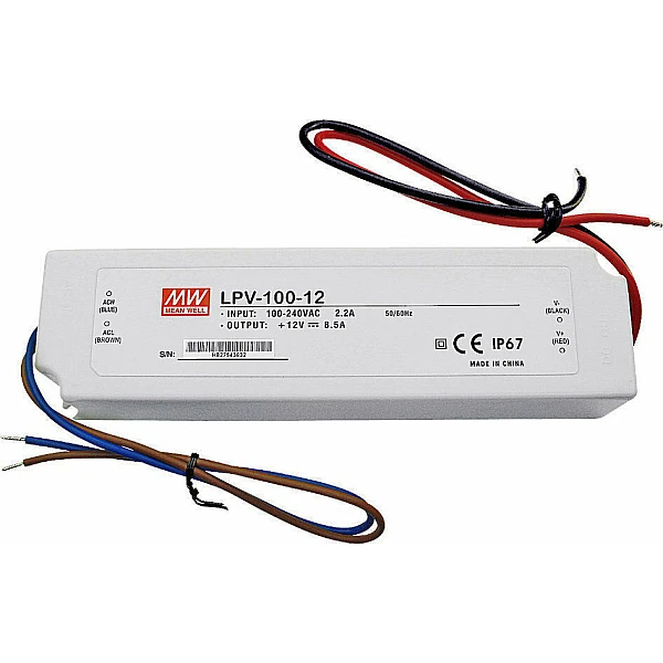 Mean Well LPV-100-24 Τροφοδοτικό LED Στεγανό IP67 Ισχύος 100W 24VDC