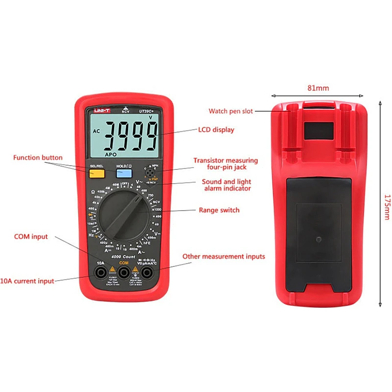 UNI-T UT39C+ Ψηφιακό Πολύμετρο Ακριβείας με Buzzer με Μέτρηση AC / DC / Αντίστασης / Χωρητικότητας / Θερμοκρασίας UNI-T UT39C+ Ψηφιακό Πολύμετρο Ακριβείας με Buzzer με Μέτρηση AC / DC / Αντίστασης / Χωρητικότητας / Θερμοκρασίας