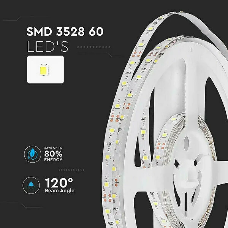Ταινία led ισχύος 4.2w/m με 60smd 3528 led/m IP20 5 μέτρα Θερμό λευκό 3000k VT-3526-60 212016 V-TAC Ταινία led ισχύος 4.2w/m με 60smd 3528 led/m IP20 5 μέτρα Θερμό λευκό 3000k VT-3526-60 212016 V-TAC