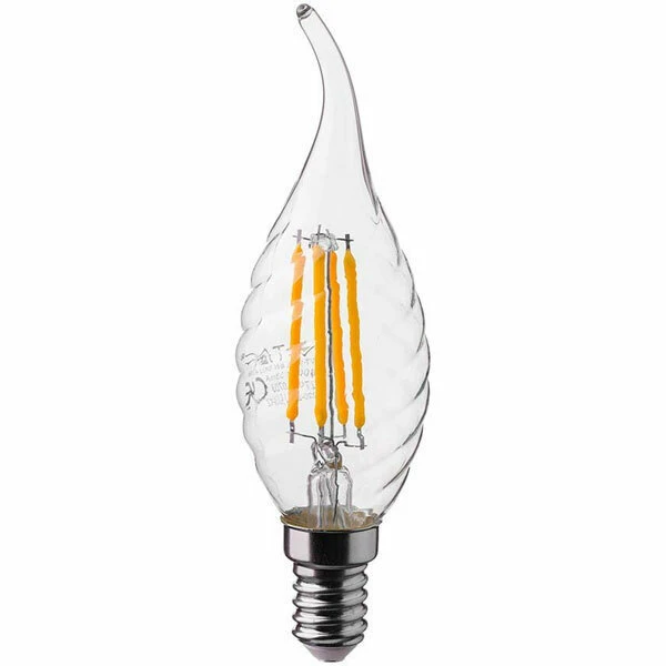 Λαμπτήρας Led E14 Κεράκι Filament Twist φλόγα 4Watt Φυσικό λευκό 4000K VT-1995 V-TAC 214431