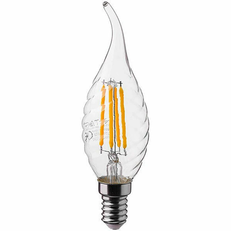Λαμπτήρας Led E14 Κεράκι Filament Twist φλόγα 4Watt Φυσικό λευκό 4000K VT-1995 V-TAC 214431 Λαμπτήρας Led E14 Κεράκι Filament Twist φλόγα 4Watt Φυσικό λευκό 4000K VT-1995 V-TAC 214431