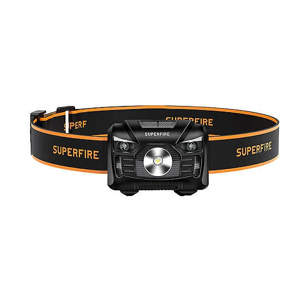 Superfire HL06 Επαναφορτιζόμενος Φακός Κεφαλής LED IP44 με Μέγιστη Φωτεινότητα 500lm Μαύρο