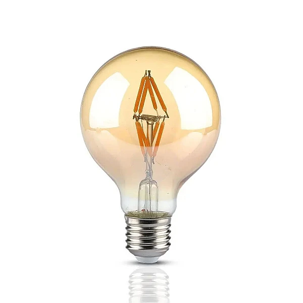 Λαμπτήρας Led E27 Filament Amber G95 4Watt Θερμό λευκό VT-2004 V-TAC 217148