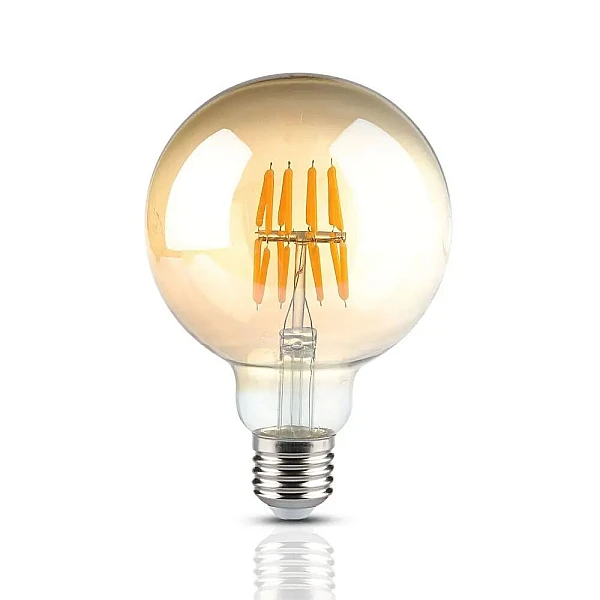 Λαμπτήρας Led E27 Filament Amber G95 8Watt Θερμό λευκό VT-2019 V-TAC 217145