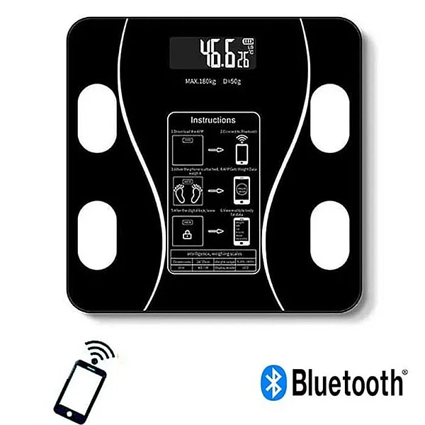 Smart Ζυγαριά με Λιπομετρητή & Bluetooth σε Μαύρο χρώμα 01958
