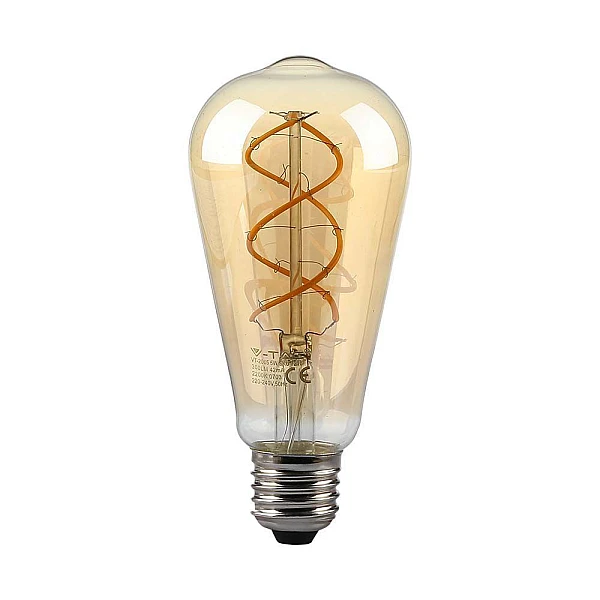 Λαμπτήρας LED E27 ST64 Curve Filament Amper 5Watt Θερμό Λευκό VT-2065 V-TAC 217218