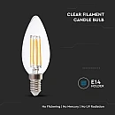 Λαμπτήρας LED E14 κεράκι Filament 6 watt Ψυχρό Λευκό 600lm VT-2127 V-TAC 217425